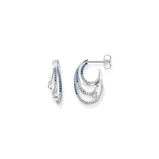 Thomas Sabo Earrings wave with blue stones