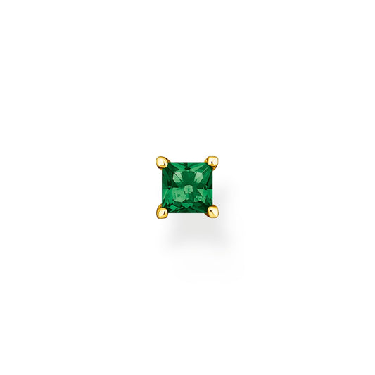 THOMAS SABO Single ear stud with green stone gold