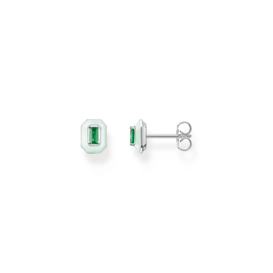 THOMAS SABO Green Octagon Stone Ear Studs