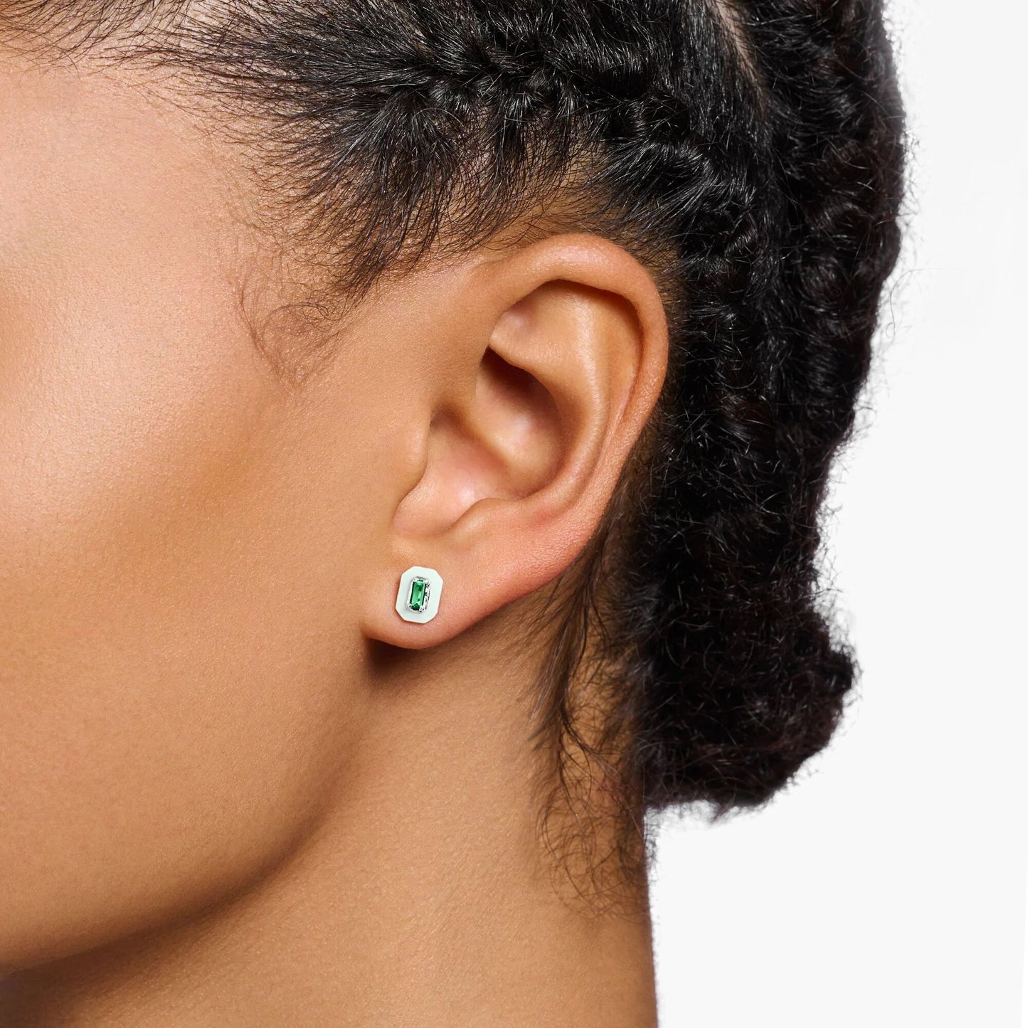 THOMAS SABO Green Octagon Stone Ear Studs