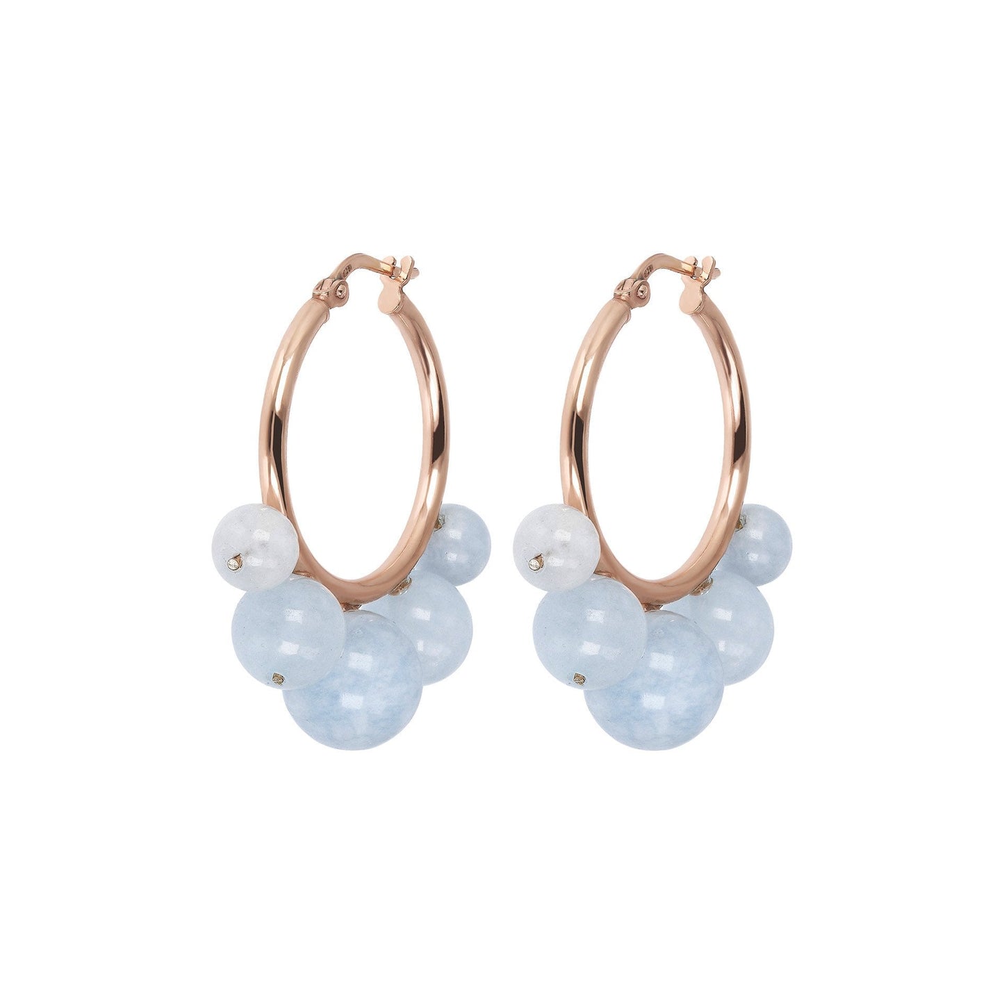 Bronzallure Natural Stone Beaded Hoop Earrings