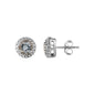 Aquamarine Stud Earrings with 0.05ct Diamond in 9K White Gold