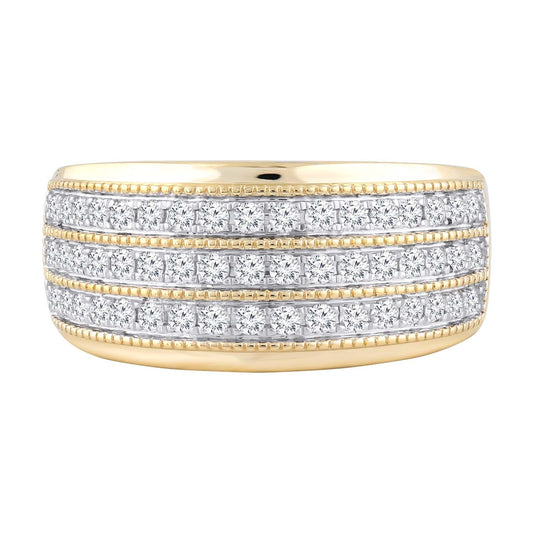 Three Layer Ring with 0.50ct Diamonds in 9K Yellow Gold