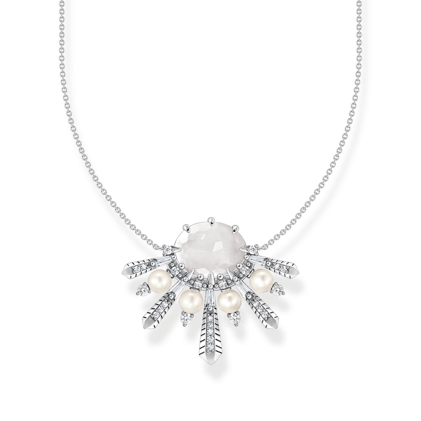 THOMAS SABO Necklace milky quartz with winter sun rays silver