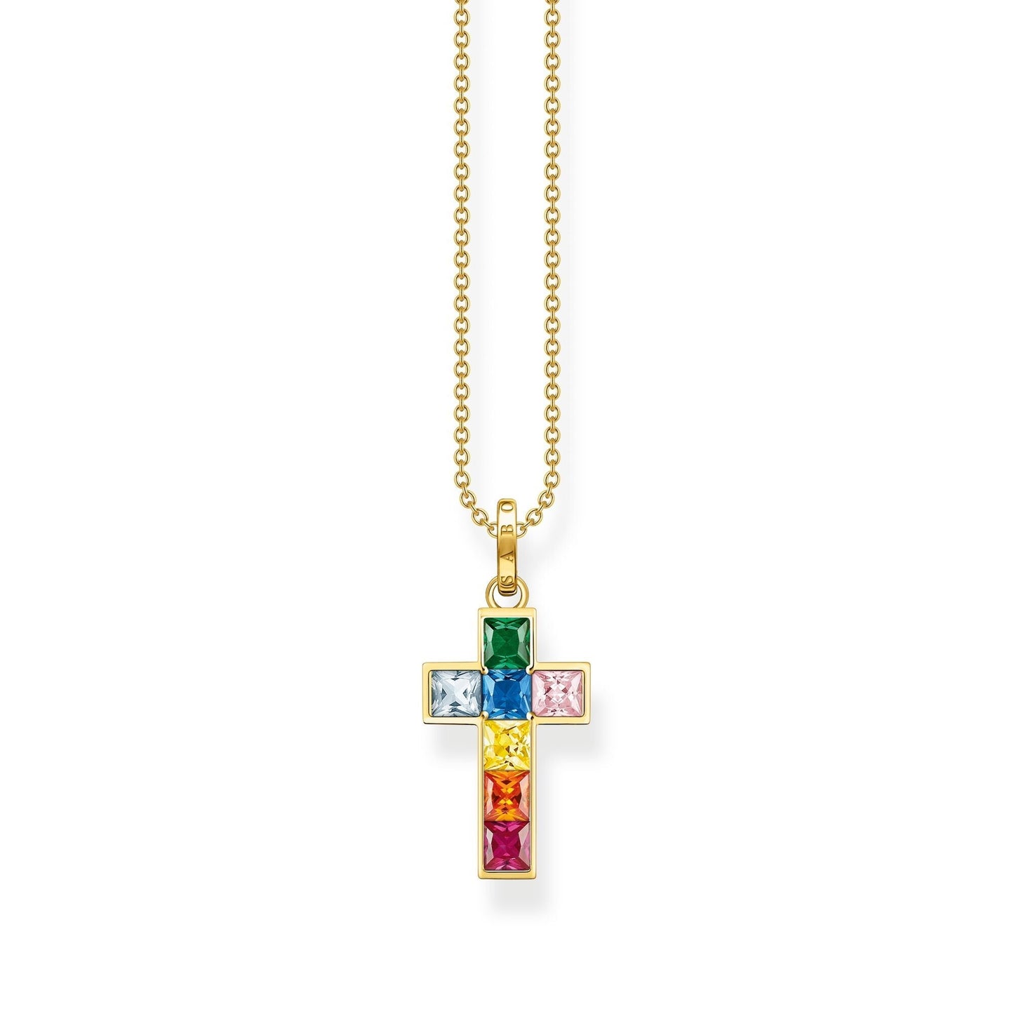 THOMAS SABO Necklace cross colourful stones gold