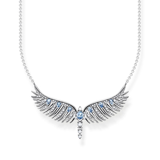 THOMAS SABO Necklace phoenix wing with blue stones silver