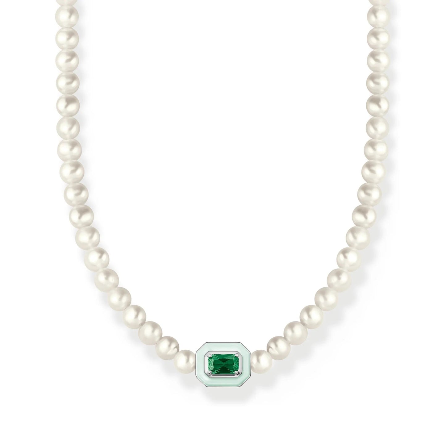 THOMAS SABO Choker Pearls With Green Stone