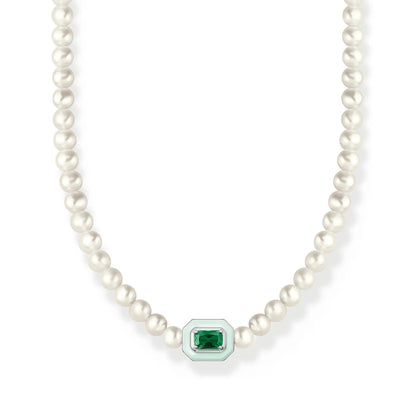 THOMAS SABO Choker Pearls With Green Stone