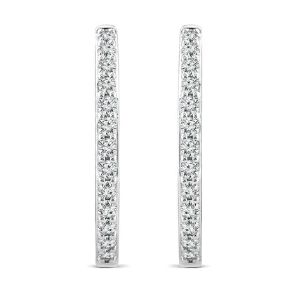 1.00ct Lab Grown Diamond Hoop Earrings in 18K White Gold