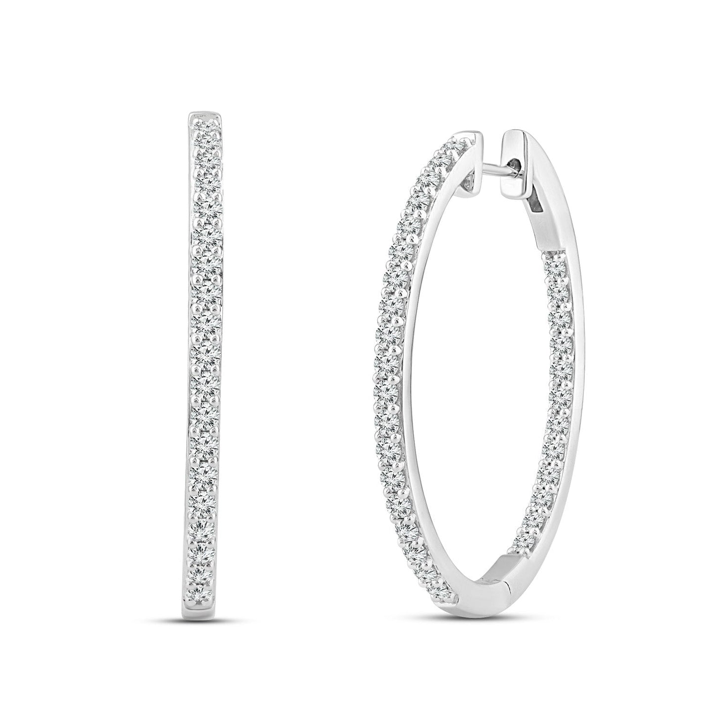 2.00ct Lab Grown Diamond Hoop Earrings in 18K White Gold