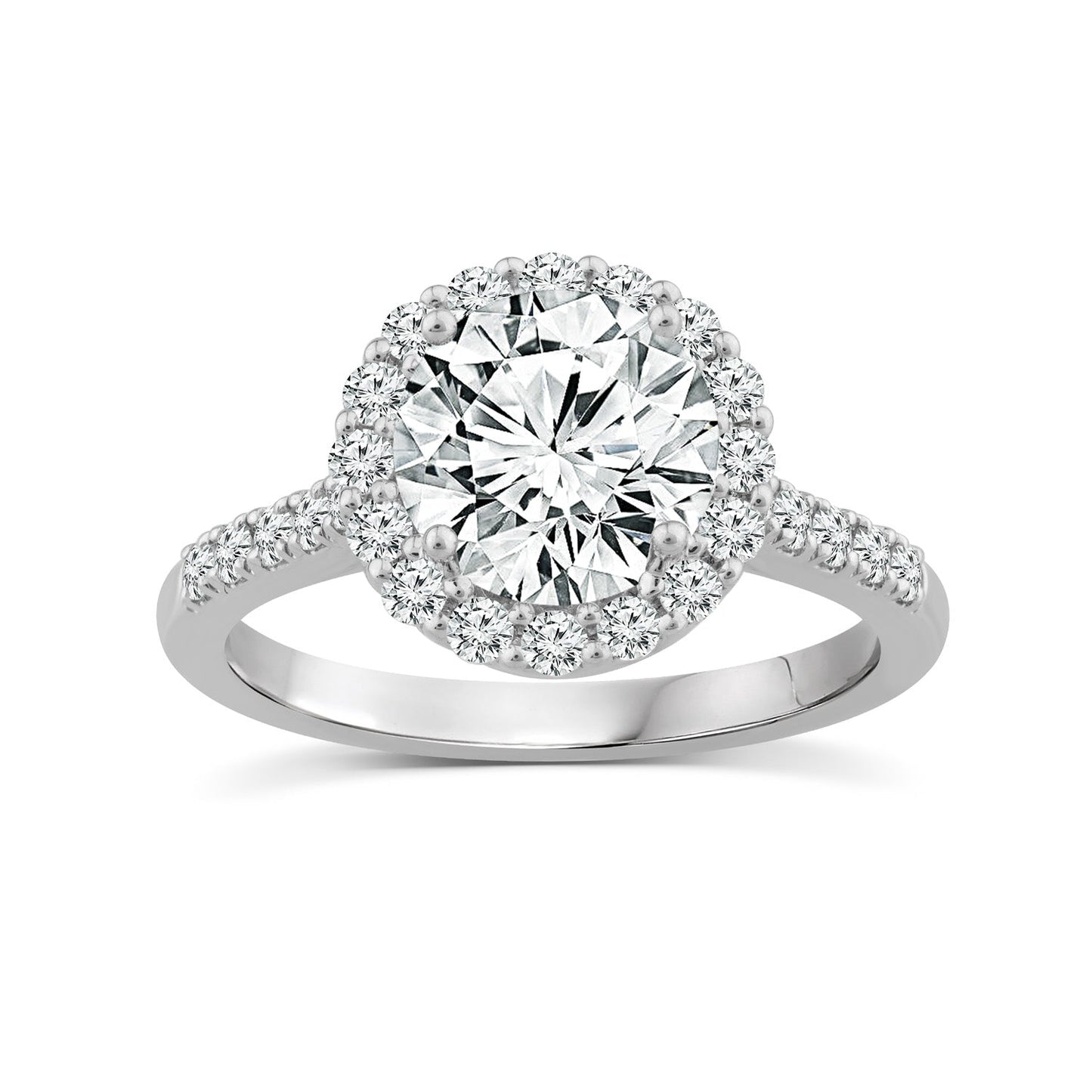 2.00ct Lab Grown Halo Diamond Ring in 18K White Gold