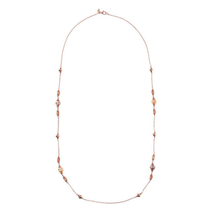 Bronzallure Peach Moonstone And Ming Pearls Necklace