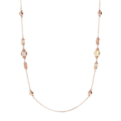 Bronzallure Peach Moonstone And Ming Pearls Necklace