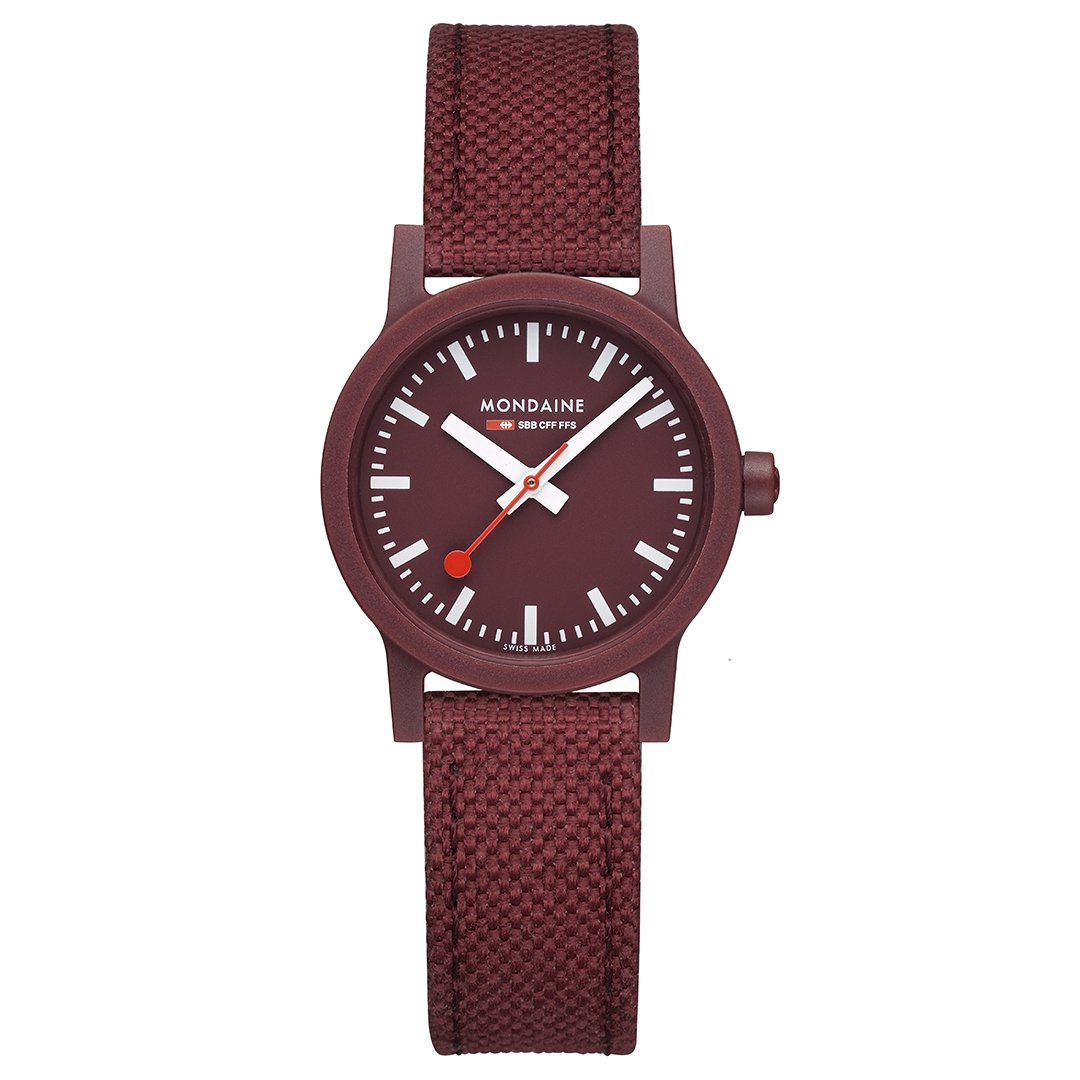 Mondaine Official Swiss Railways Essence Cherry Red Sustainable Watch 32mm