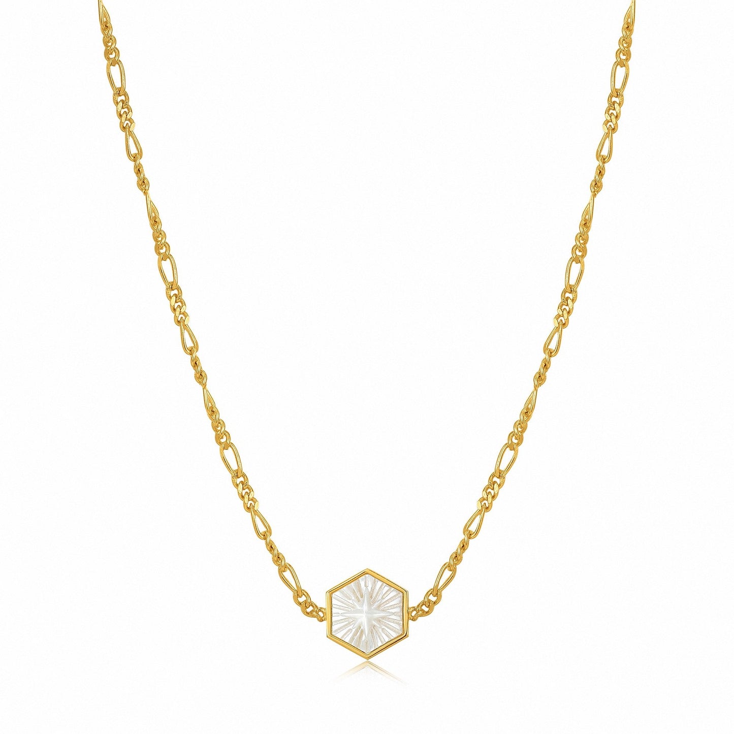 Ania Haie Compass Emblem Gold Figaro Chain Necklace