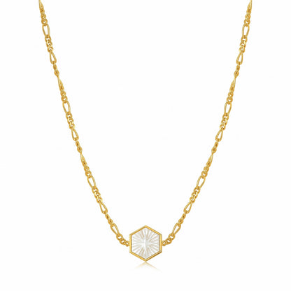 Ania Haie Compass Emblem Gold Figaro Chain Necklace