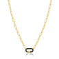 Ania Haie Forest Green Enamel Carabiner Gold Necklace