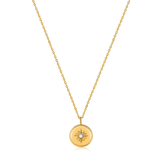 Ania Haie Gold Mother of Pearl Sun Pendant Necklace