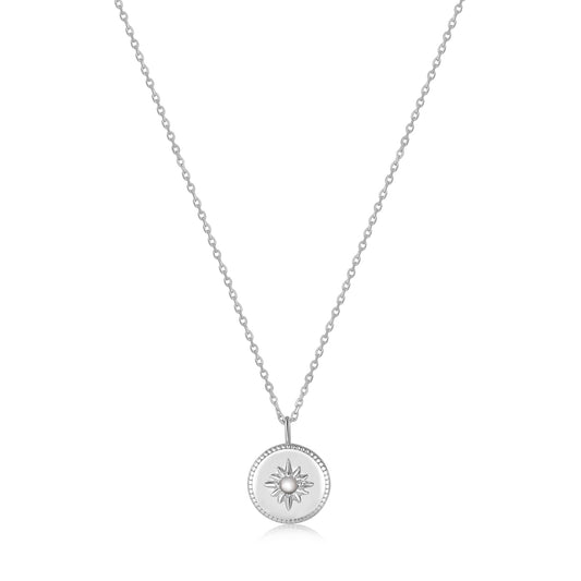 Ania Haie Silver Mother of Pearl Sun Pendant Necklace