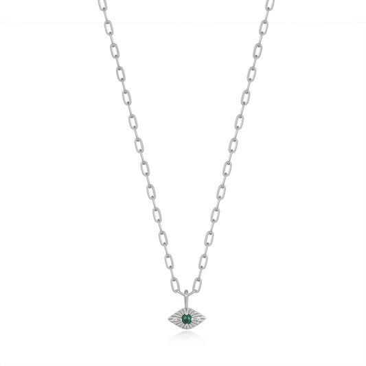 Silver Malachite Evil Eye Necklace