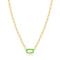 Neon Green Enamel Carabiner Gold Necklace