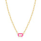 Neon Pink Enamel Carabiner Gold Necklace