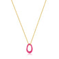 Neon Pink Enamel Gold Twisted Pendant Necklace