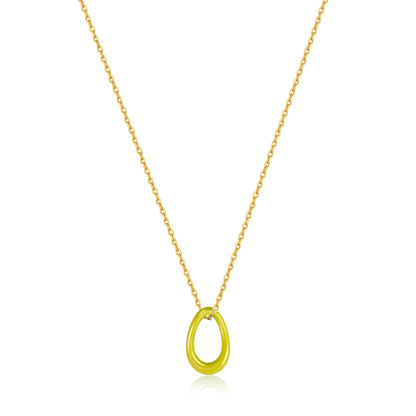 Neon Yellow Enamel Gold Twisted Pendant Necklace