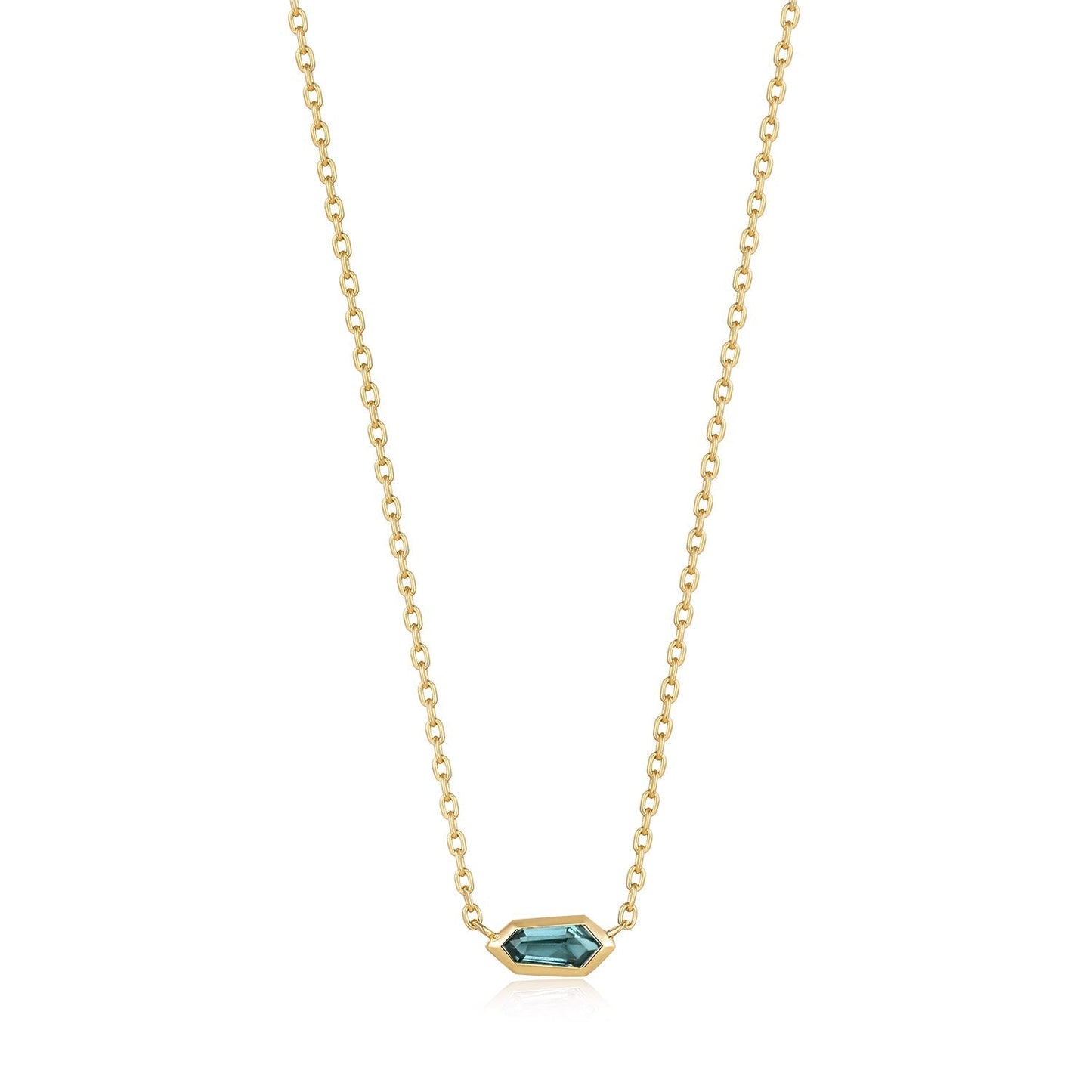 Ania Haie Gold Teal Sparkle Emblem Chain Necklace