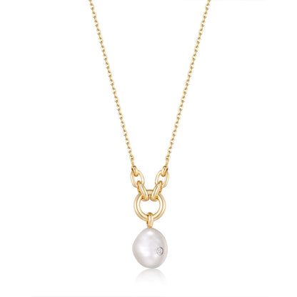 Ania Haie Gold Pearl Sparkle Pendant Necklace