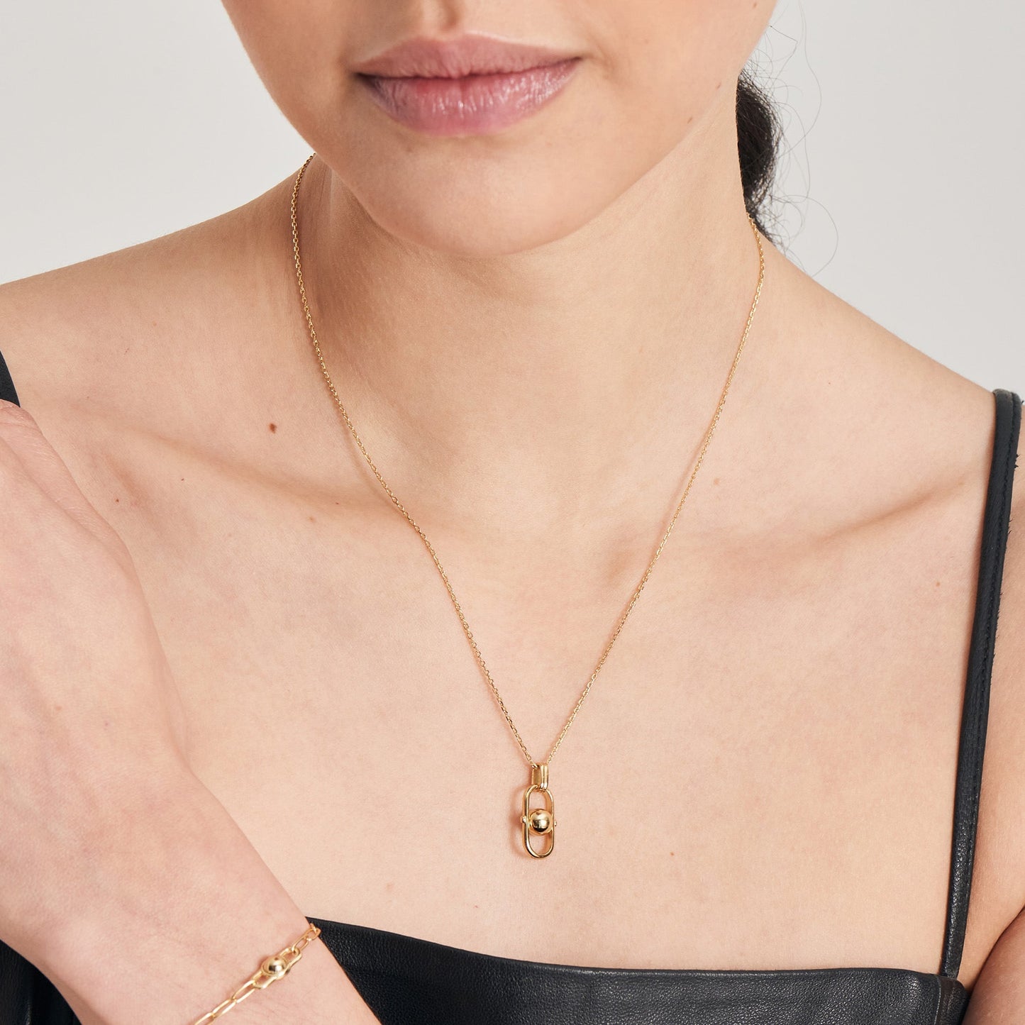 Ania Haie Gold Orb Link Drop Pendant Necklace