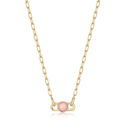 Ania Haie Gold Orb Rose Quartz Link Necklace