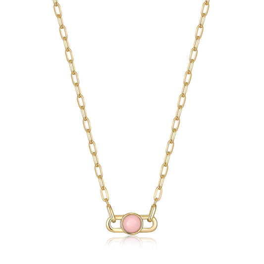 Ania Haie Gold Orb Rose Quartz Link Necklace