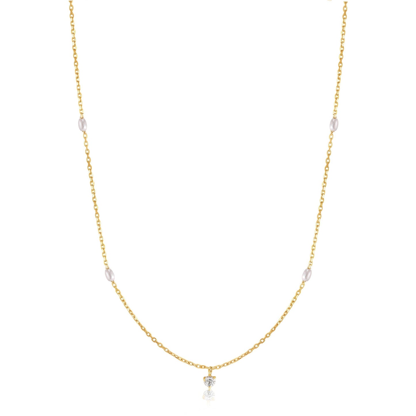 Ania Haie 14kt Gold Pearl and White Sapphire Necklace