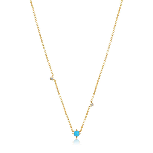 Ania Haie 14kt Gold Turquoise and White Sapphire Necklace