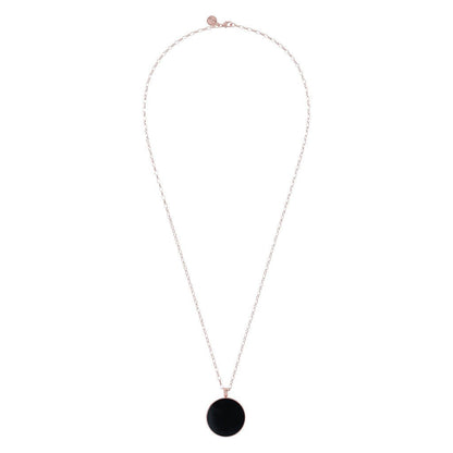 Bronzallure Black Onyx  Big Disc Necklace