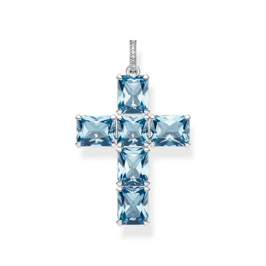 THOMAS SABO Heritage Aqua Stone Large Cross Pendant