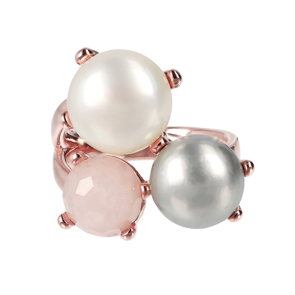 Bronzallure Pearl And Quartz Trilogy Ring