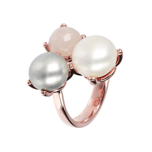 Bronzallure Pearl And Quartz Trilogy Ring