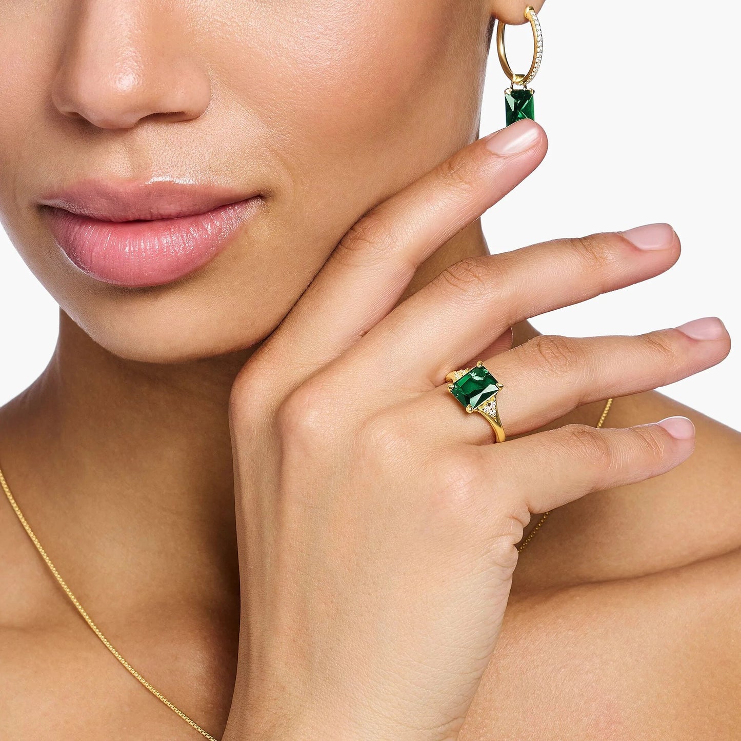 THOMAS SABO Heritage Green Cocktail Gold Ring