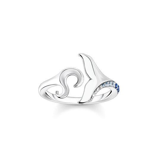 Thomas Sabo Ring tail fin and wave with blue stones