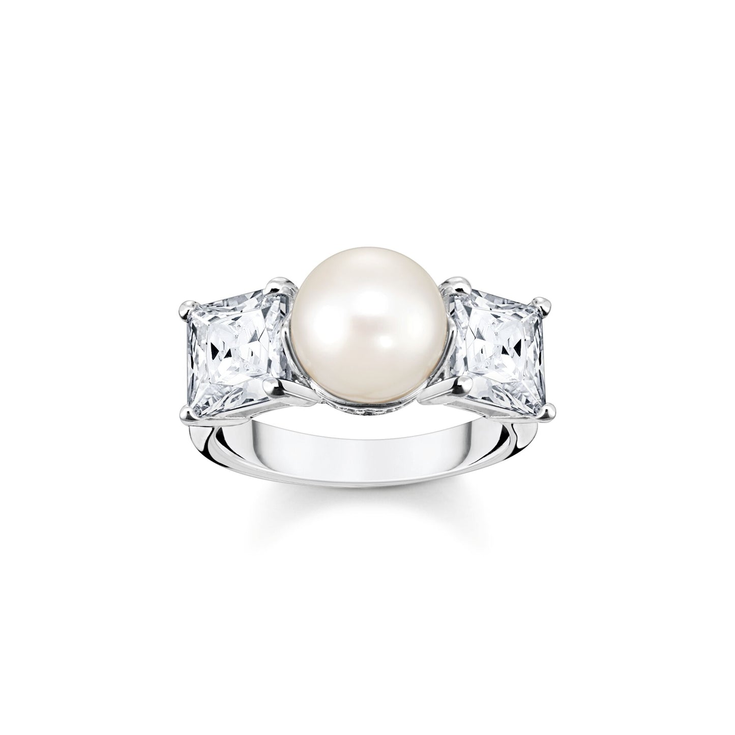 THOMAS SABO Ring pearls with white stones silver