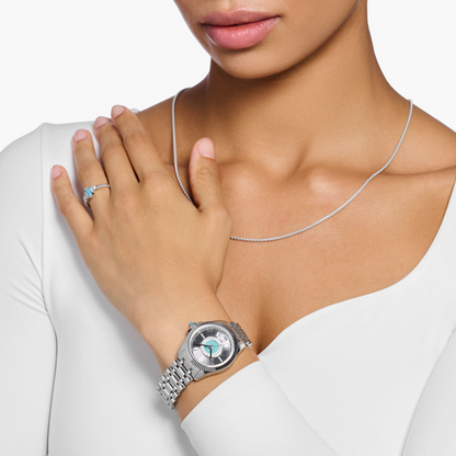 THOMAS SABO Mystic Island Watch with white stones and simulated turquoise silver