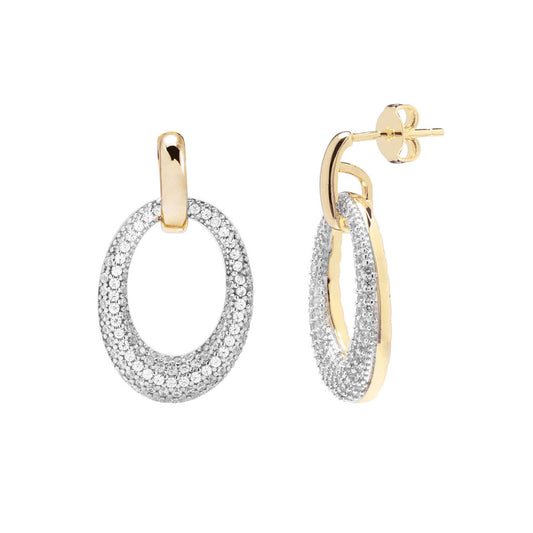 Bronzallure Gold Cubic Zirconia Oval Drop Earrings