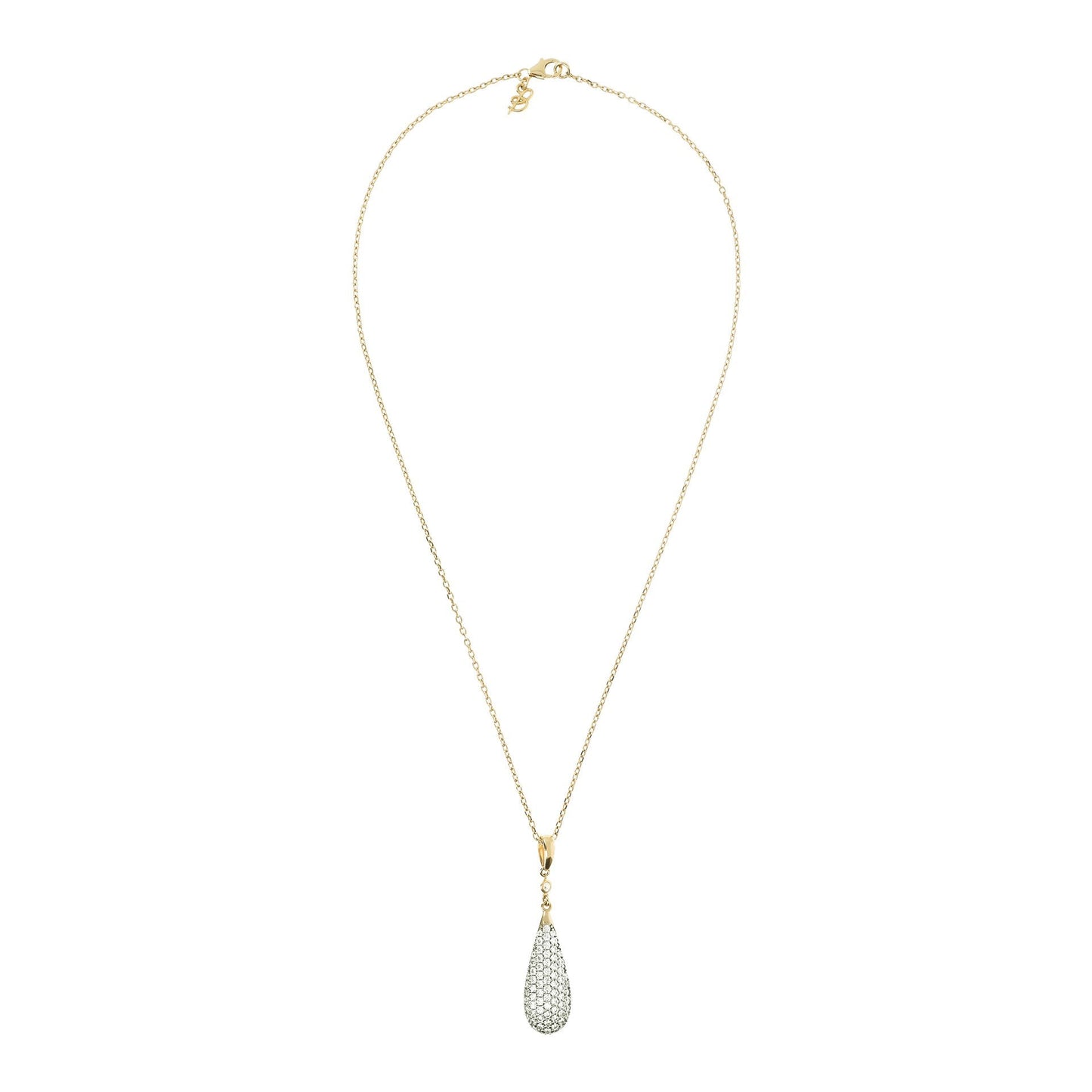 Bronzallure Pave Drop Golden Pendant Necklace