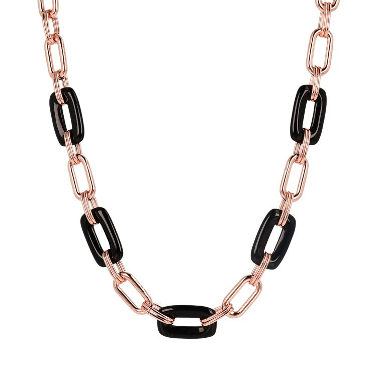 Bronzallure Variegata Black Onyx Link Necklace 48.3CM