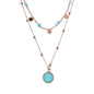 Bronzallure Two Strands Necklace with Natural Stone and Golden Rose Hearts