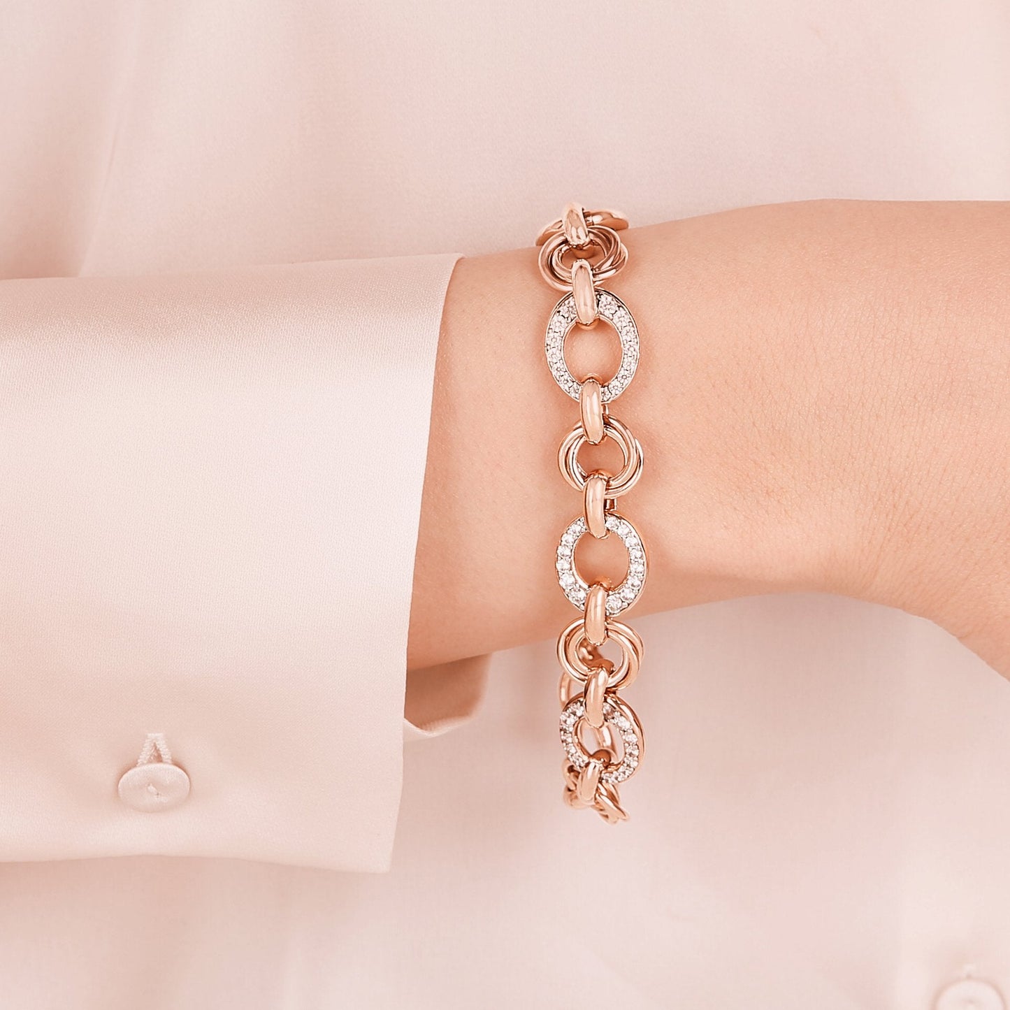 Bronzallure Oval Pave Chain Bracelet