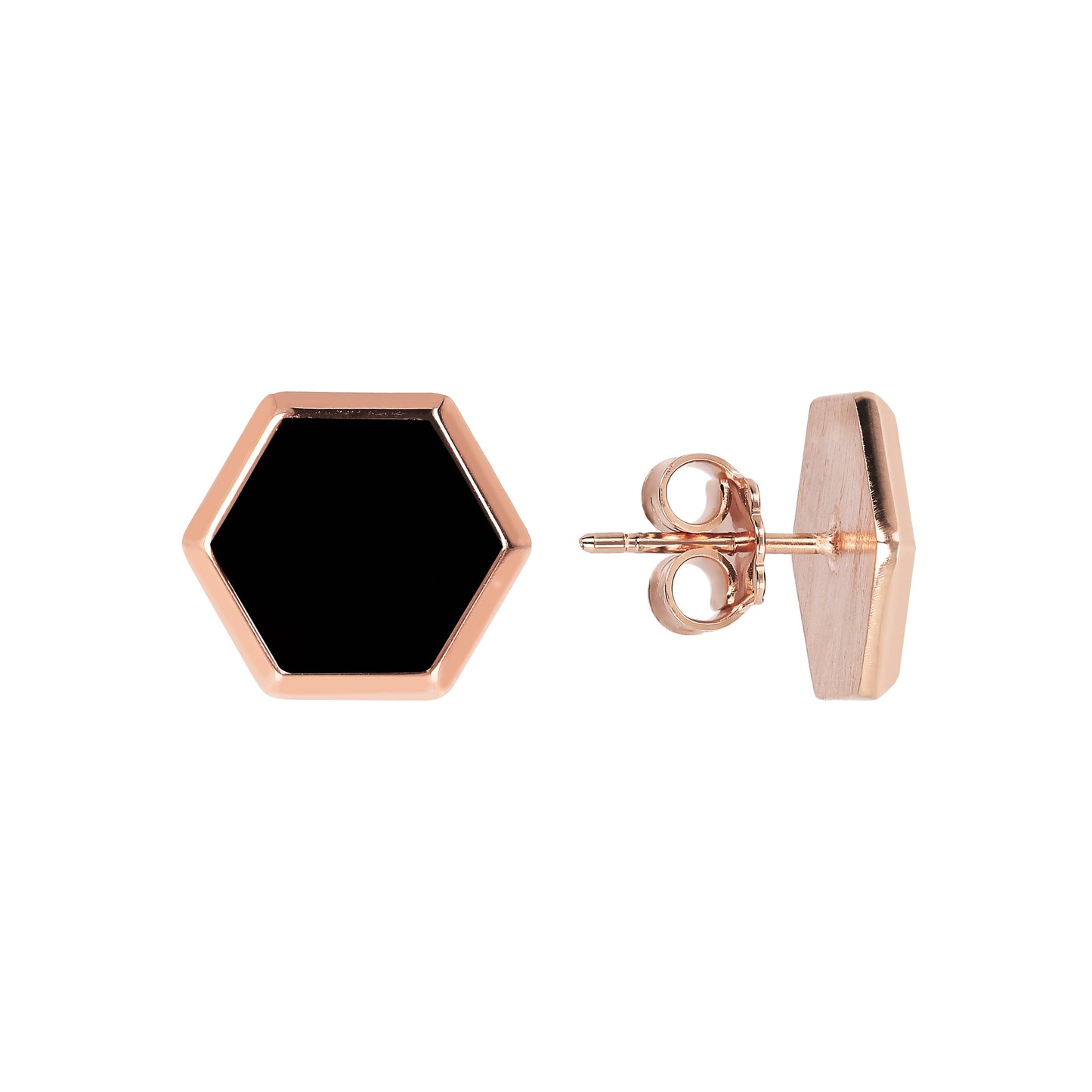 Bronzallure Hexagonal Button Earrings