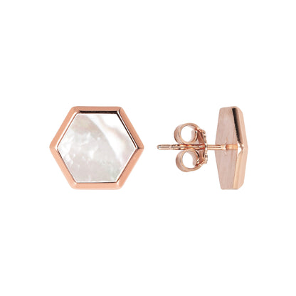 Bronzallure Hexagonal Button Earrings